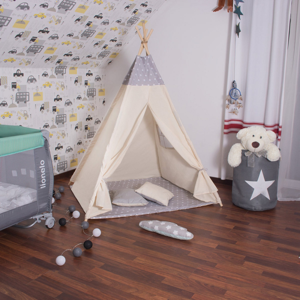 Детская палатка (вигвам) Springos Tipi XXL White/Grey TIP07