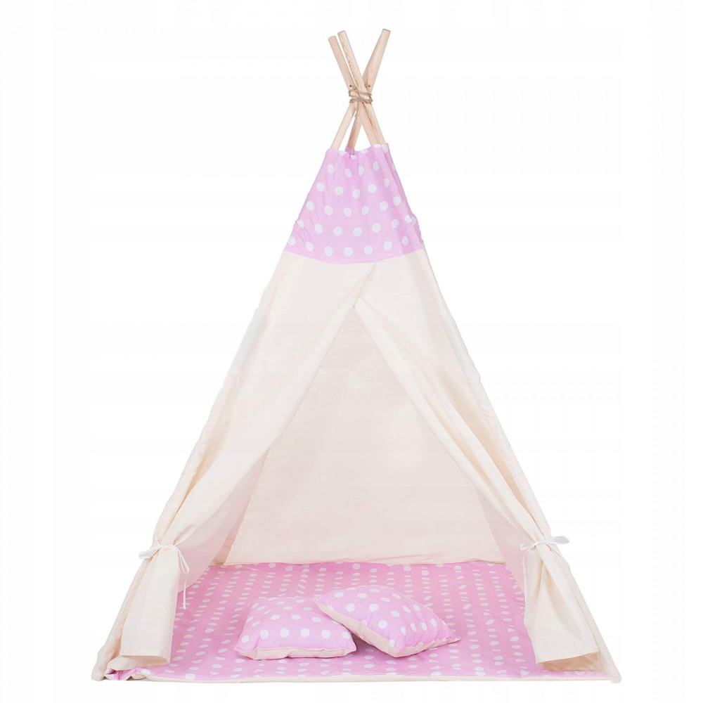 Дитячий намет (вігвам) Springos Tipi XXL White/Pink TIP09