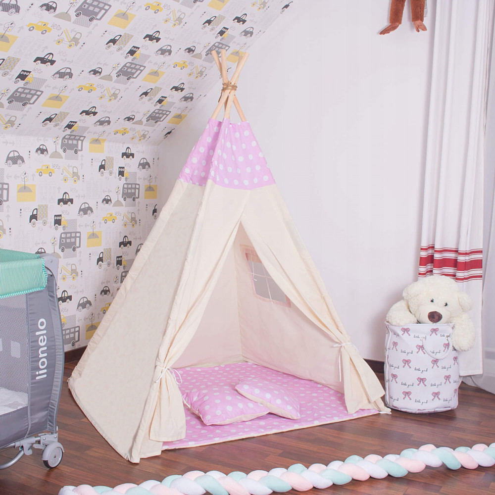 Дитячий намет (вігвам) Springos Tipi XXL White/Pink TIP09