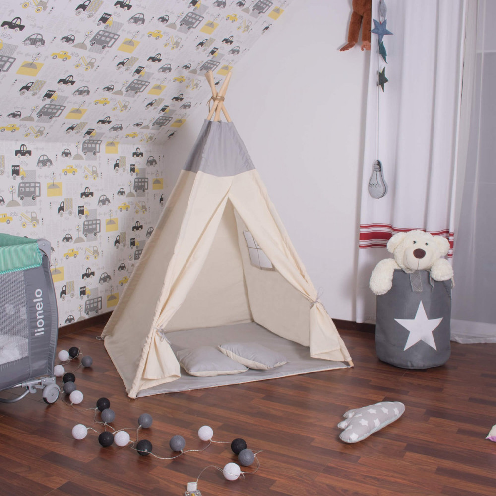 Дитячий намет (вігвам) Springos Tipi XXL White/Grey TIP10