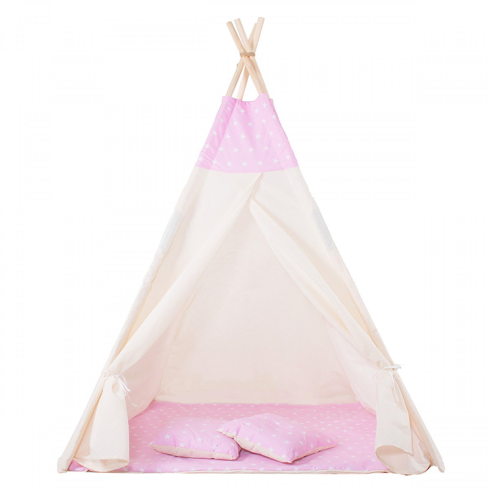 Дитячий намет (вігвам) Springos Tipi XXL White/Pink TIP12