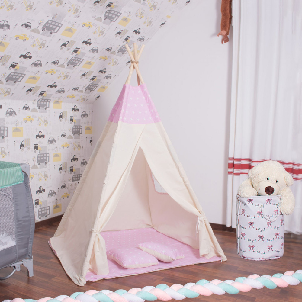 Дитячий намет (вігвам) Springos Tipi XXL White/Pink TIP12