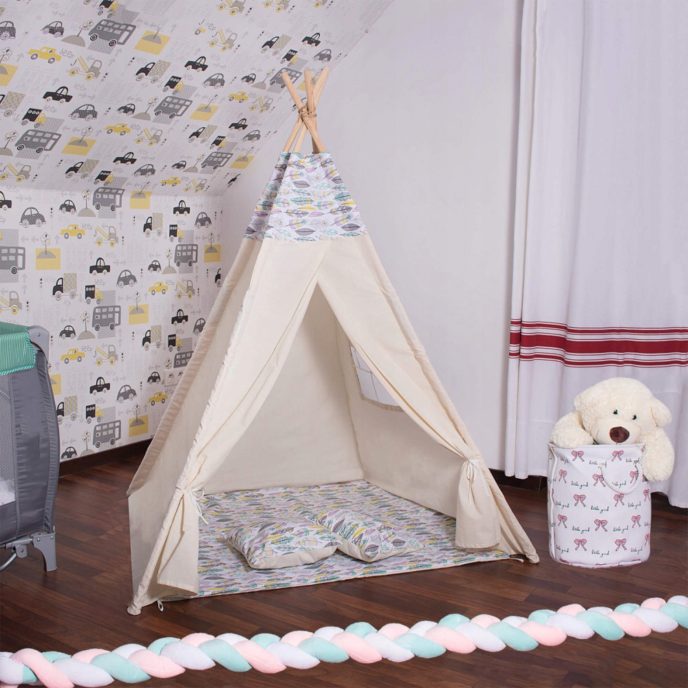 Дитячий намет (вігвам) Springos Tipi XXL White/Mix (TIP14)