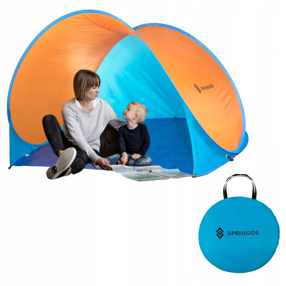 Пляжний тент Springos Pop Up 200 x 120 см PT003 Blue/Orange