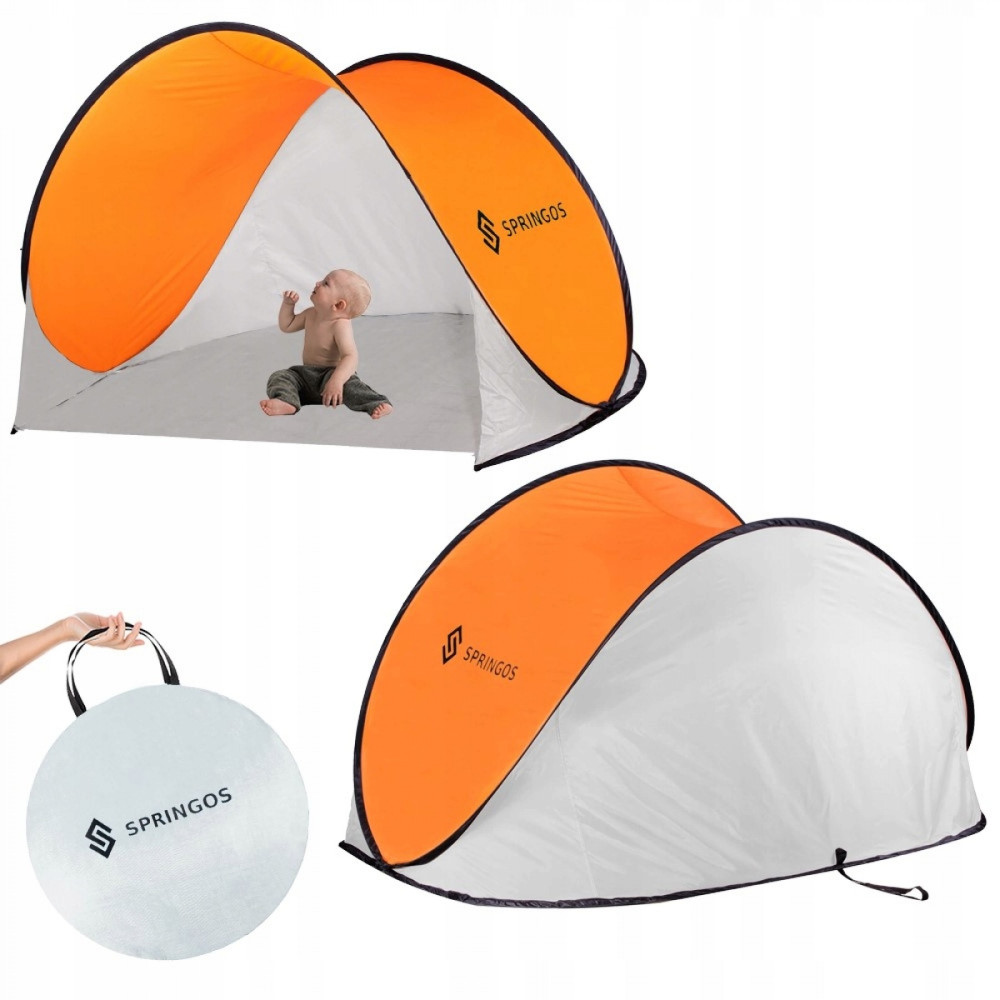 Пляжний тент Springos Pop Up 200 x 120 см PT004 Grey/Orange