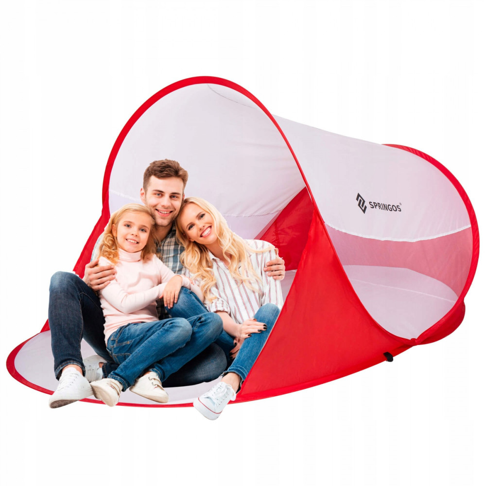 Пляжний тент Springos Pop Up 120 x 200 см PT012 Red/White