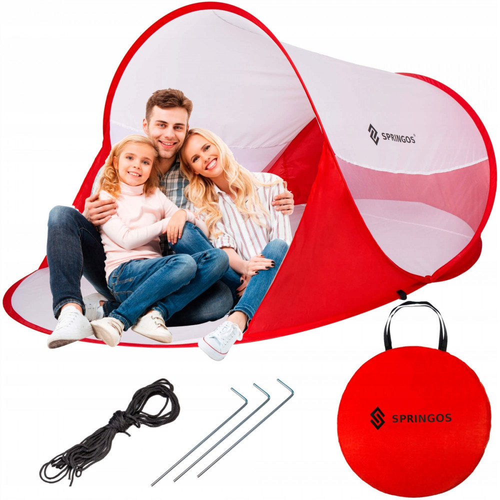 Пляжний тент Springos Pop Up 120 x 200 см PT012 Red/White