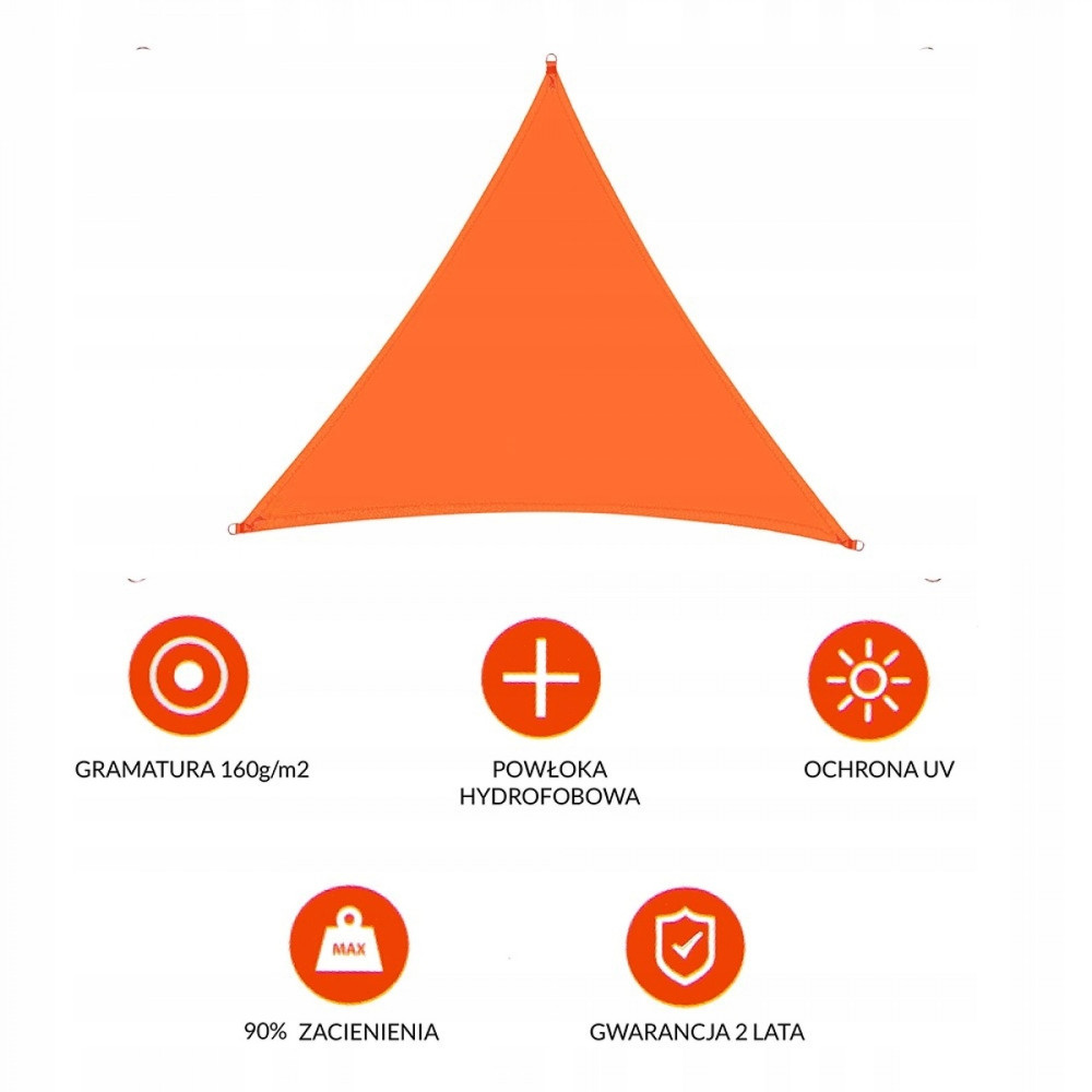 Тент-парус тіньовий Springos для дому, саду та туризму 5 x 5 x 5 м SN0015 Flame Orange