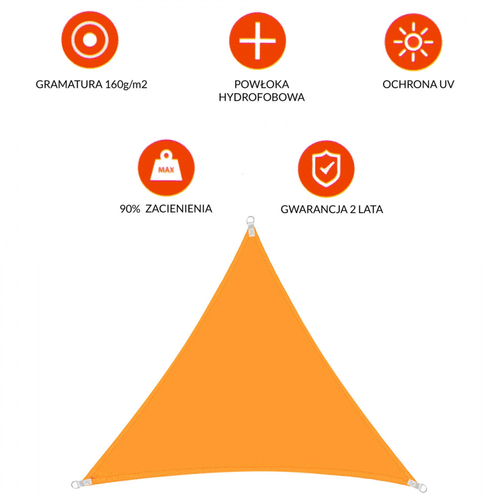 Тент-парус тіньовий Springos для дому, саду та туризму 3 x 3 x 3 м SN1019 Orange