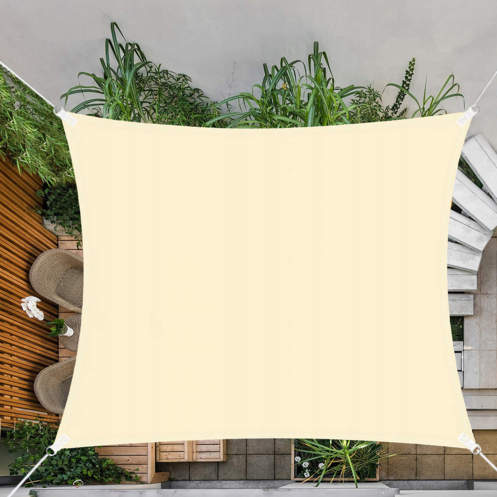 Тент-парус тіньовий Springos для дому, саду та туризму 5 x 5 м SN1020 Light Yellow