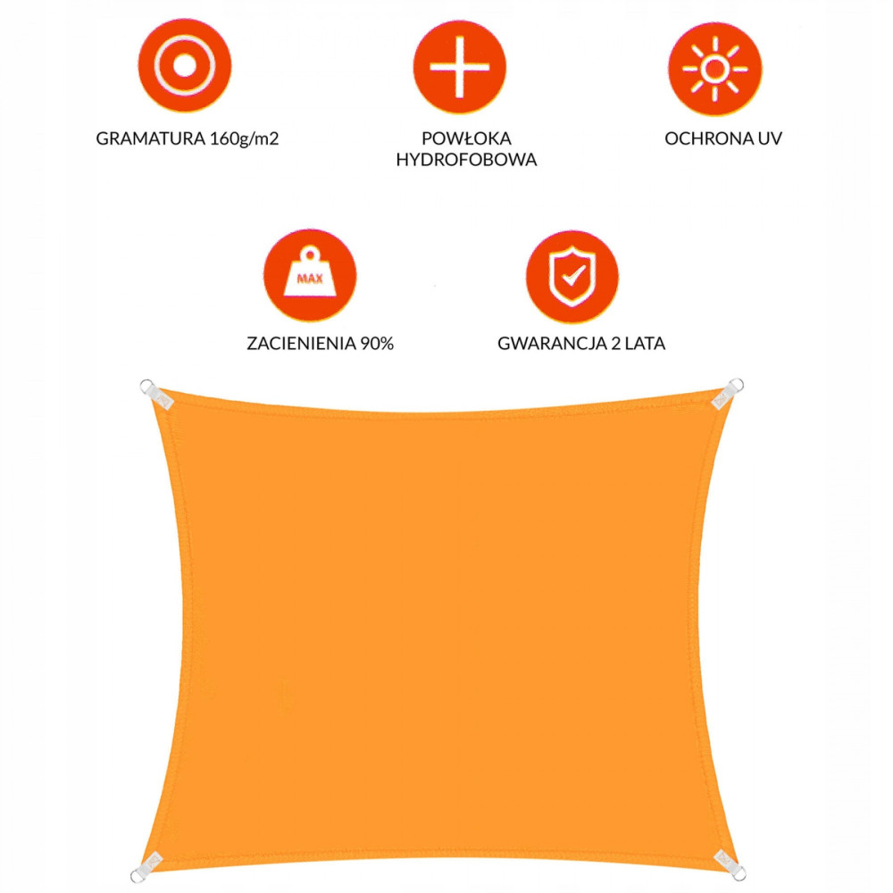 Тент-парус тіньовий Springos для дому, саду та туризму 3 x 3 м SN1031 Orange