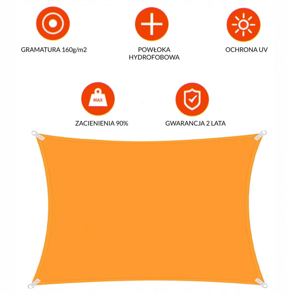 Тент-парус тіньовий Springos для дому, саду та туризму 4 x 3 м SN1035 Orange
