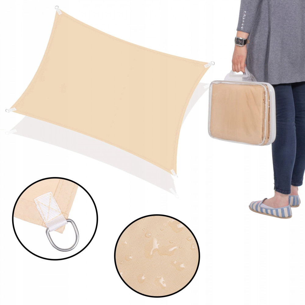 Тент-парус тіньовий Springos для дому, саду та туризму 3 x 2 м SN1042 Beige