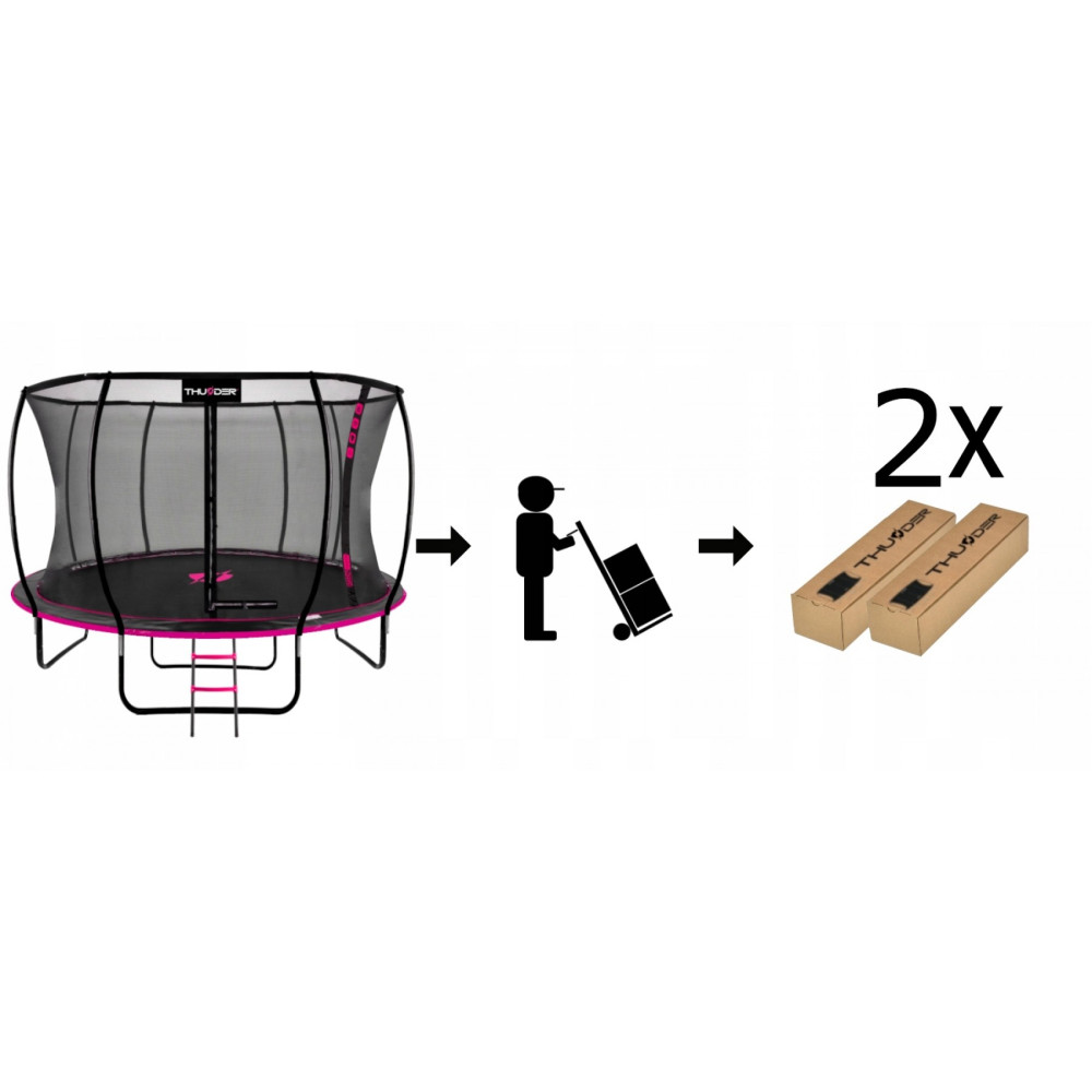 Батут із внутрішньою сіткою THUNDER Inside Ultra 12FT 374 см Black/Pink