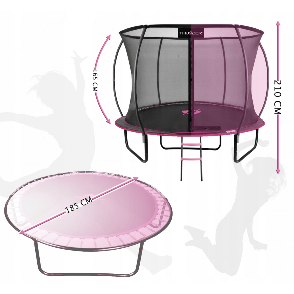 Батут із внутрішньою сіткою THUNDER Inside Ultra 6FT 185 см Black/Pink