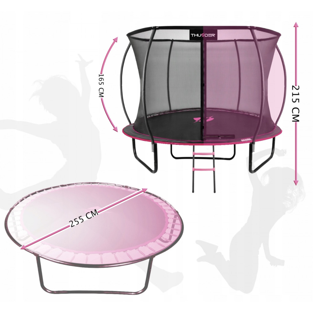 Батут із внутрішньою сіткою THUNDER Inside Ultra 8FT 255 см Black/Pink