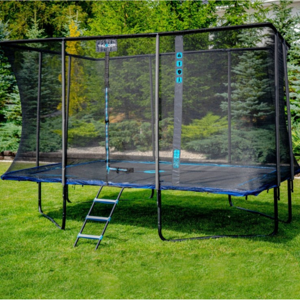 Батут с внутренней сеткой THUNDER Outside Phenom 8x12FT Black\Blue