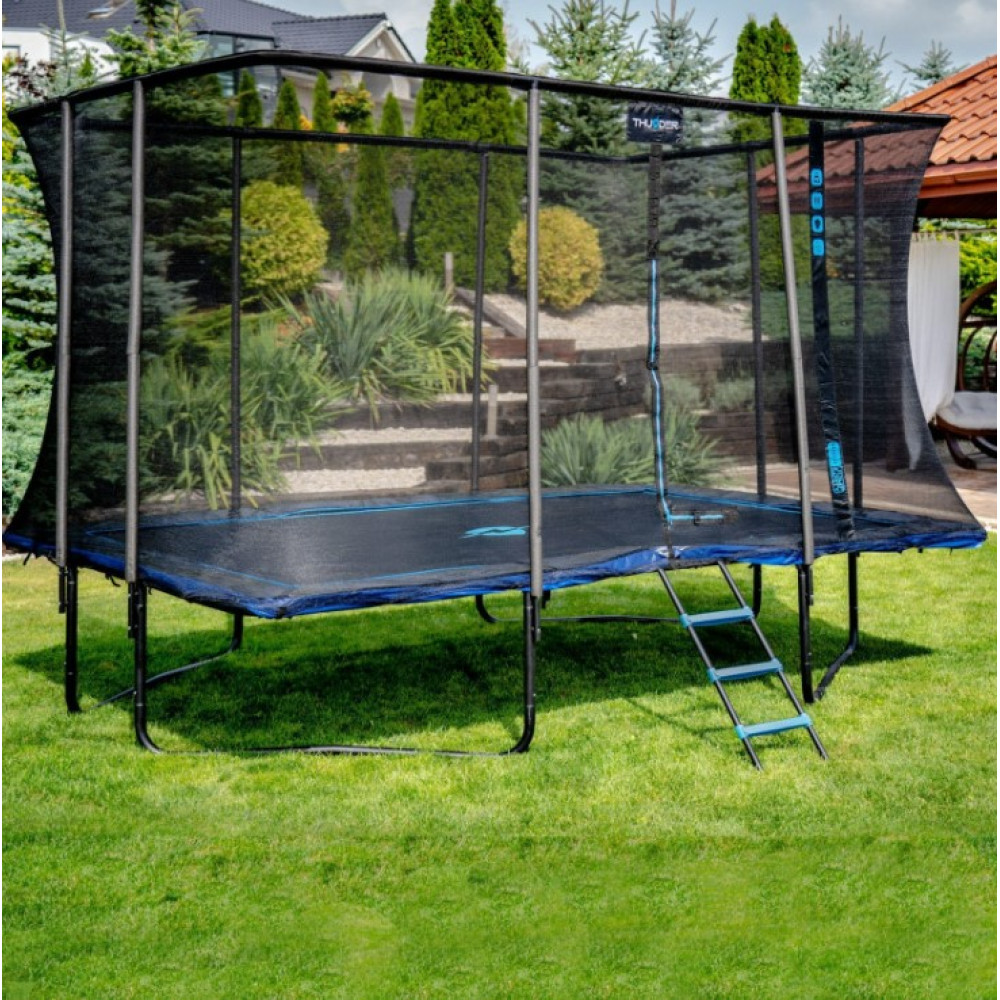 Батут с внутренней сеткой THUNDER Outside Phenom 8x12FT Black\Blue