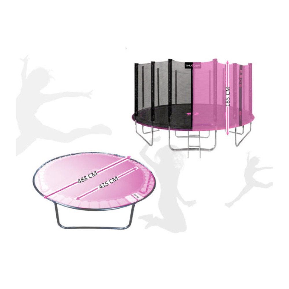 Батут с внутренней сеткой THUNDER OUTSIDE PRO 16FT 488 см Black/Pink