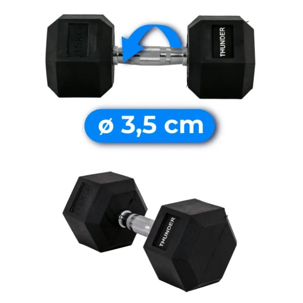 Гантель шестигранна Thunder 15 кг (HEXAGONAL-DUMBBELLS-15KG)