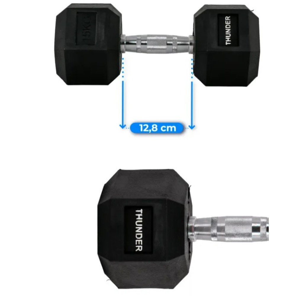 Гантель шестигранна Thunder 15 кг (HEXAGONAL-DUMBBELLS-15KG)