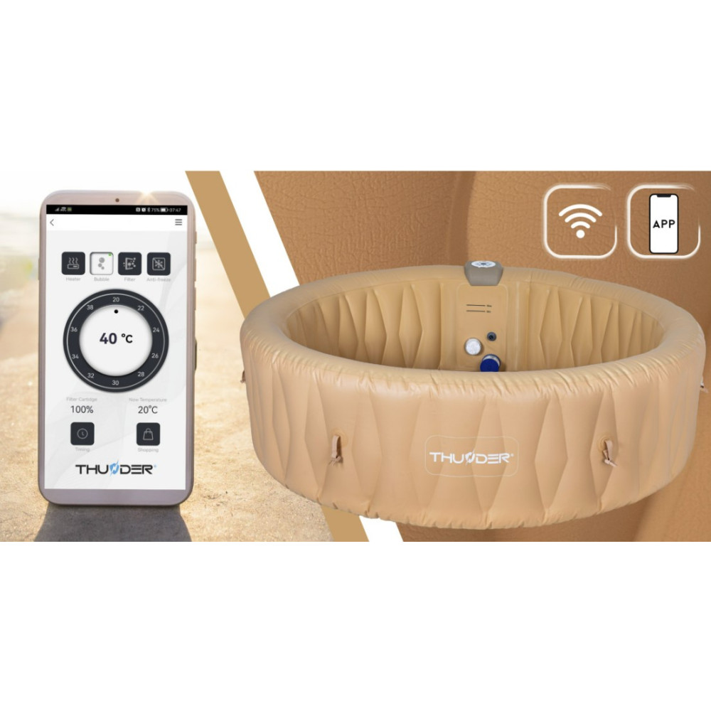 Джакузі-SPA надувне Thunder LATTE 6-місне + коричневі меблі з ротанга – 8 шт (LATTE-FULL-BROWN)