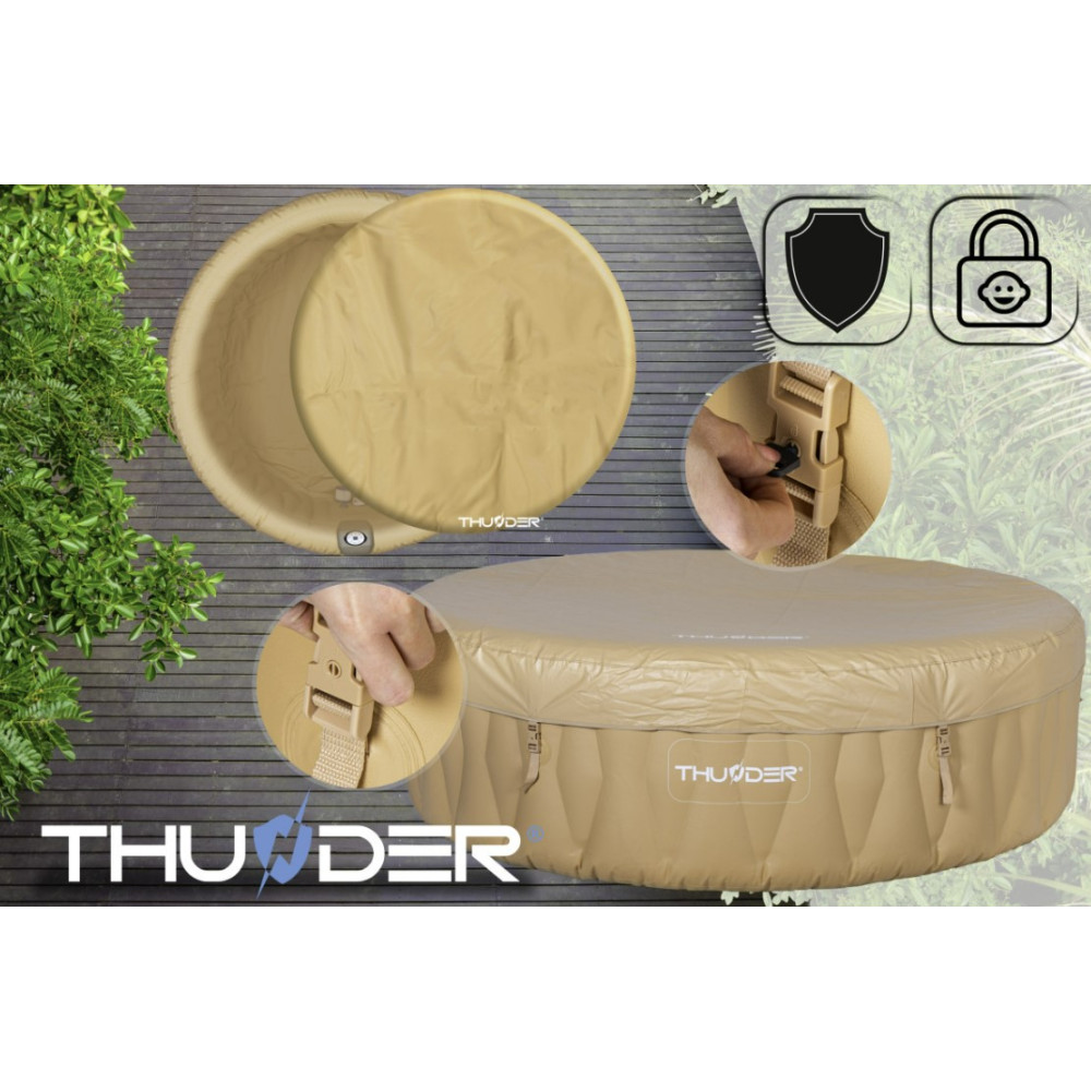 Джакузи-SPA надувная Thunder LATTE 6-местная + коричневая мебель из ротанга – 4 шт (LATTE-HALF-BROWN)