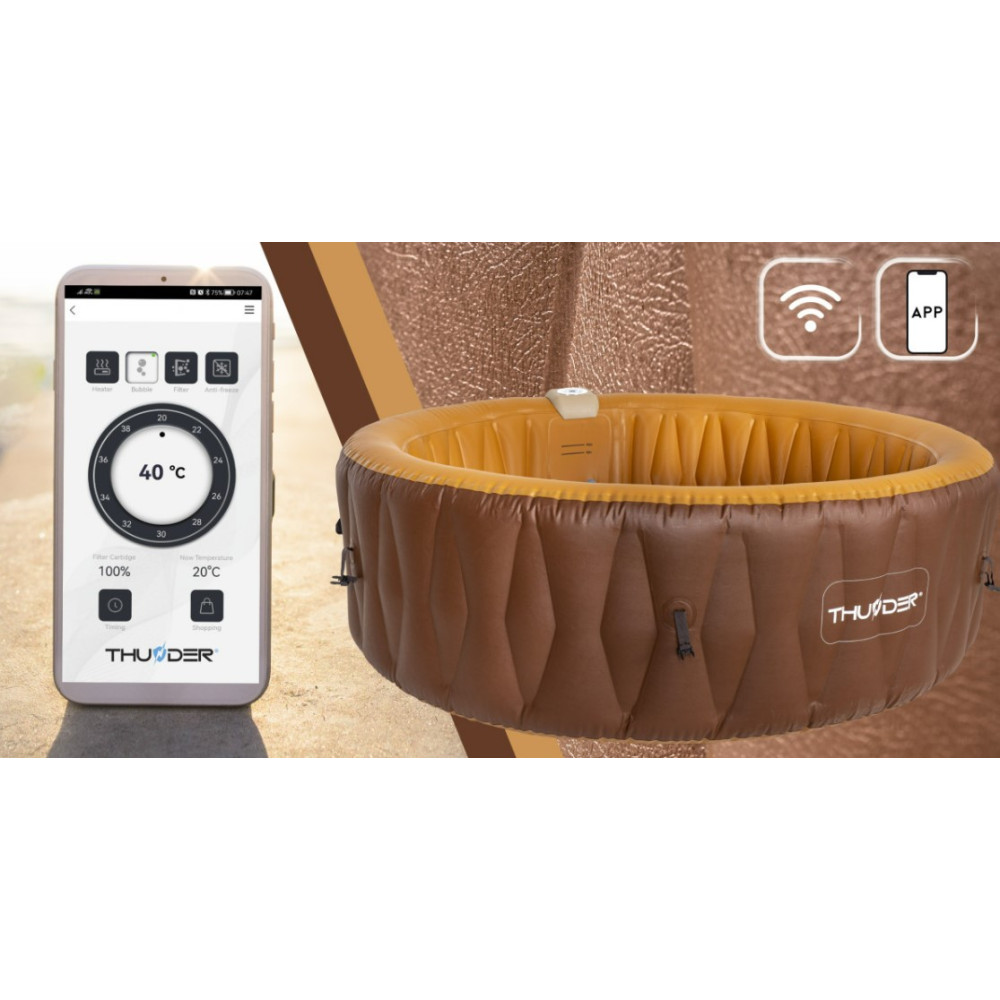 Джакузи-SPA надувная Thunder MOCHA 6-местная + серая мебель из ротанга – 8 шт (MOCHA-FULL-GRAY)