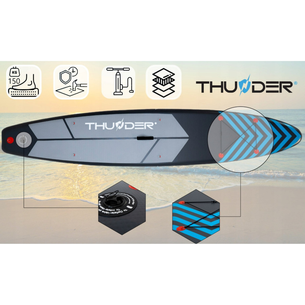 Надувна SUP дошка THUNDER Steel 365 см із веслом Blue