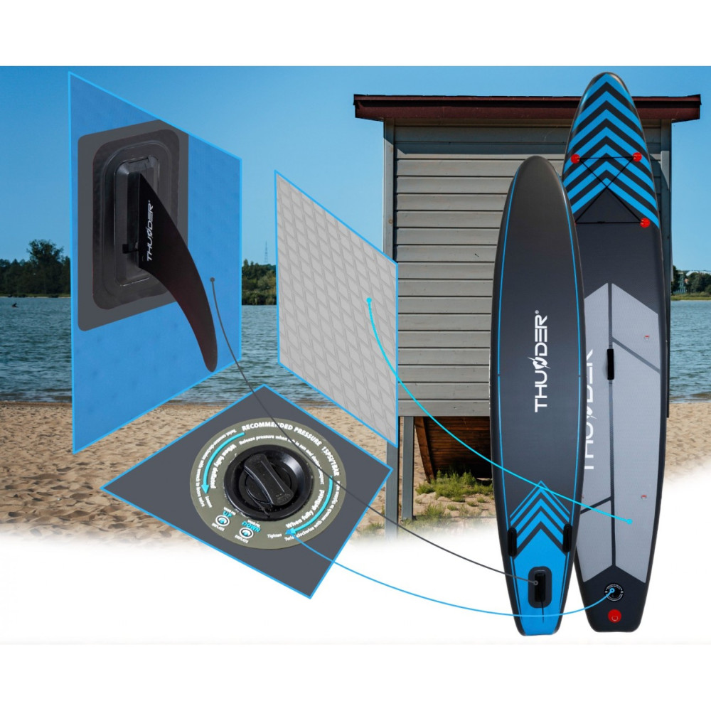 Надувна SUP дошка THUNDER Steel 365 см із веслом Blue