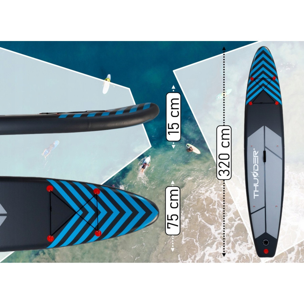 Надувна SUP дошка THUNDER Steel 365 см із веслом Blue