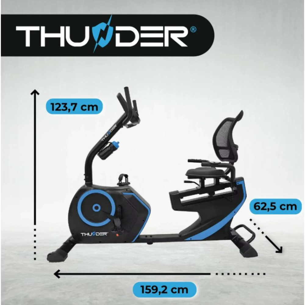 Велотренажер горизонтальний THUNDER OPAL чорно-синій