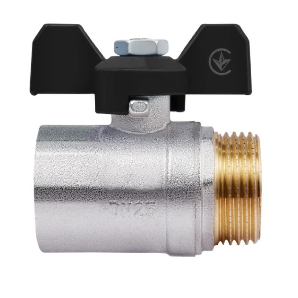 Кран кульовий Thermo Alliance Base 1" ВЗ прямий, нікель, PN30, метелик SD607W25