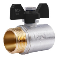 Кран кульовий Thermo Alliance Base 1" ВЗ прямий, нікель, PN30, метелик SD607W25