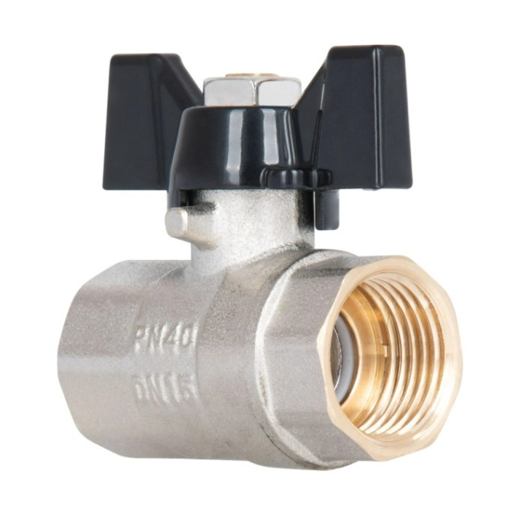 Кран кульовий Thermo Alliance Base 1/2" ВВ прямий, PN40, метелик SD602W15