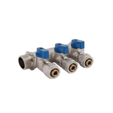 Коллектор под фитинг Thermo Alliance Standart 3/4" ВН (3 вых) шаровой кран SD231W3
