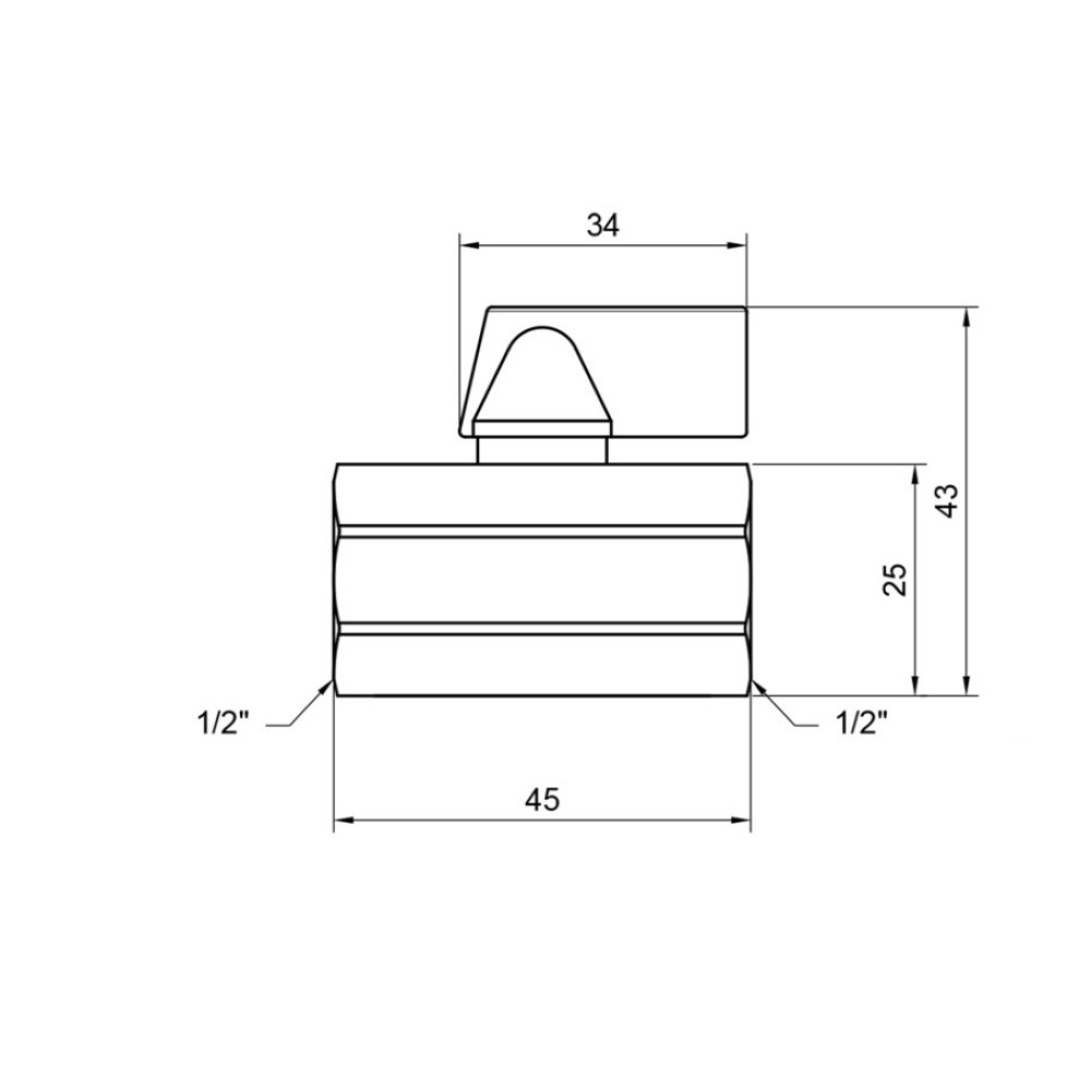 Кран кульовий міні Thermo Alliance Standart 1/2" ВВ прямий, хром., півметелик SD187W15