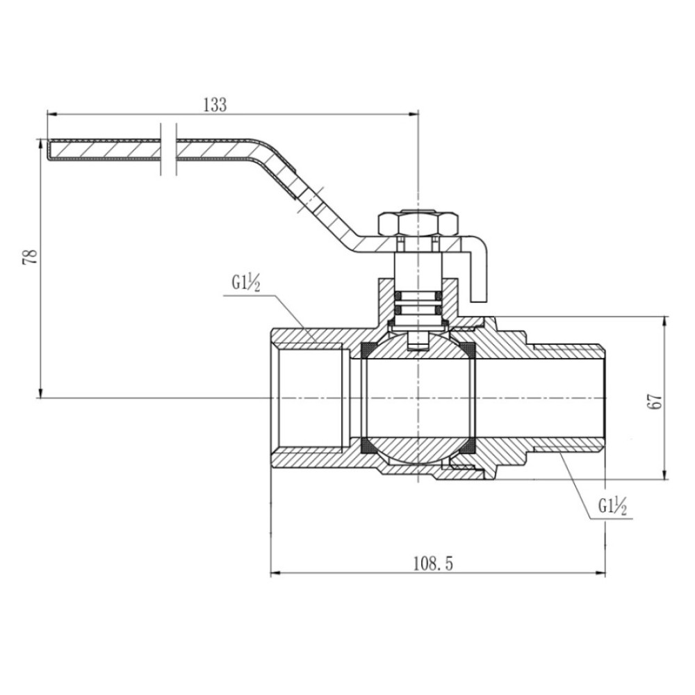 Кран кульовий Thermo Alliance Forte 1 1/2" ВЗ прямий, PN40, важіль SF605W40