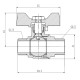 Кран кульовий Thermo Alliance Forte 1/2" ЗЗ прямий, PN40, метелик SF606W15