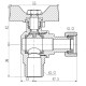 Кран кульовий Thermo Alliance Forte 1/2" ВЗ кутовий, PN40, з накидною гайкою, метелик SF224W15