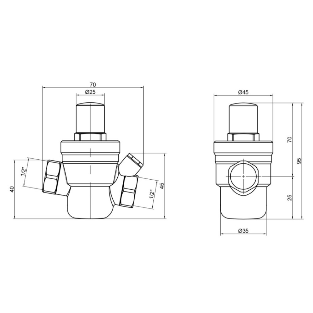 Редуктор тиску води Thermo Alliance Standart 1/2" ВВ, мембранний, отвір під манометр SD194