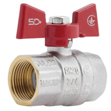 Кран шаровой Thermo Alliance Standart 3/4" ВВ прямой, PN40, бабочка SD602NW20PN40
