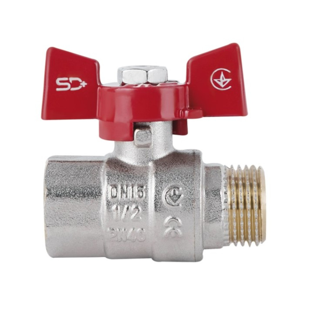 Кран кульовий Thermo Alliance Standart 1/2" ВЗ прямий, PN40, метелик SD607NW15PN40