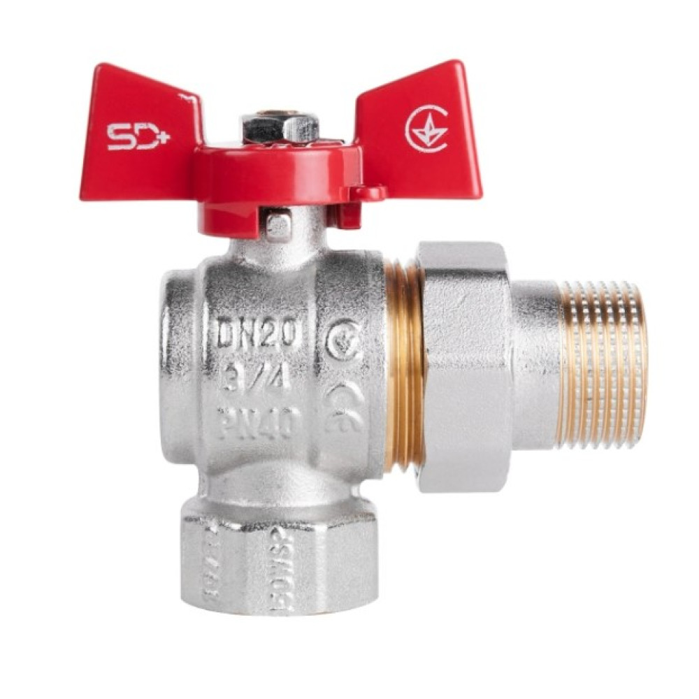 Кран кульовий "Американка" Thermo Alliance Standart 3/4" ВЗ кутовий, латунь, PN40, метелик SD222NW20PN40