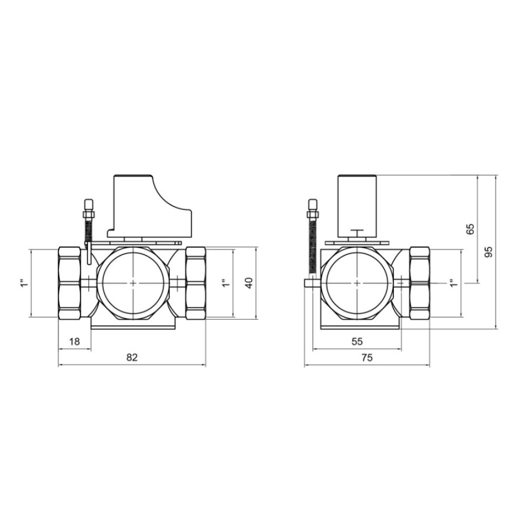Клапан трехходовой Thermo Alliance Standart 1" ВОВ ручной латунный SF363W25