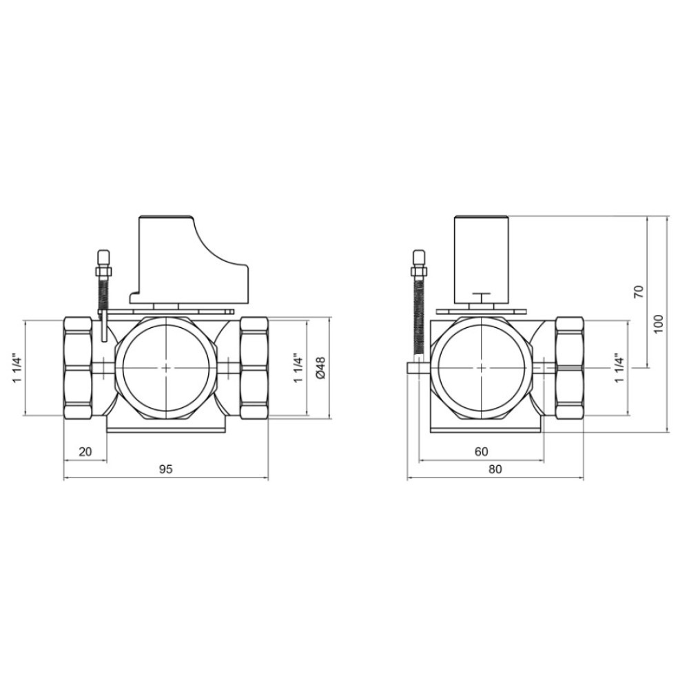 Клапан трехходовой Thermo Alliance Standart 1 1/4" ВВВ ручной латунный SF363W32