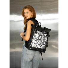 Жіночий рюкзак Sambag RollTop Hacking чорний принт "Zebra" 41 х 30 х 16 см (24460146)