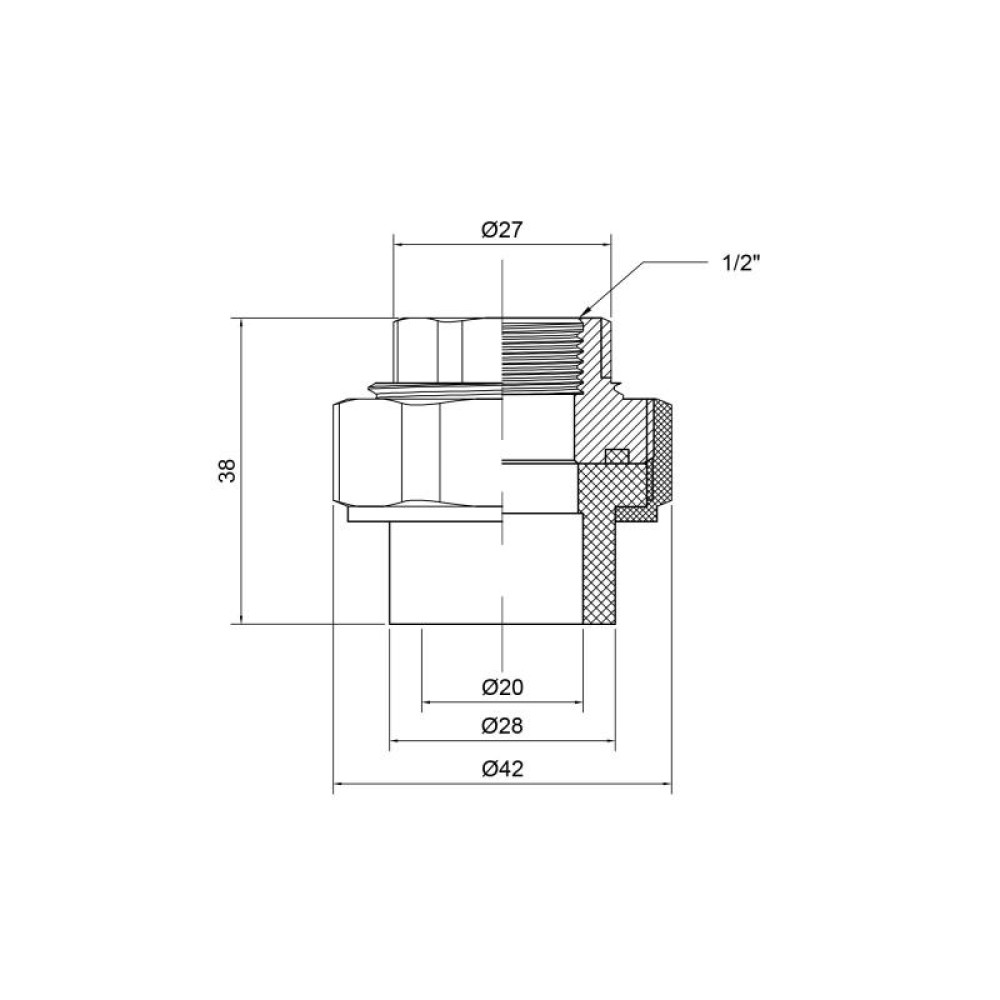 Згін "Американка" PPR Thermo Alliance 20х1/2" ВР DSI001
