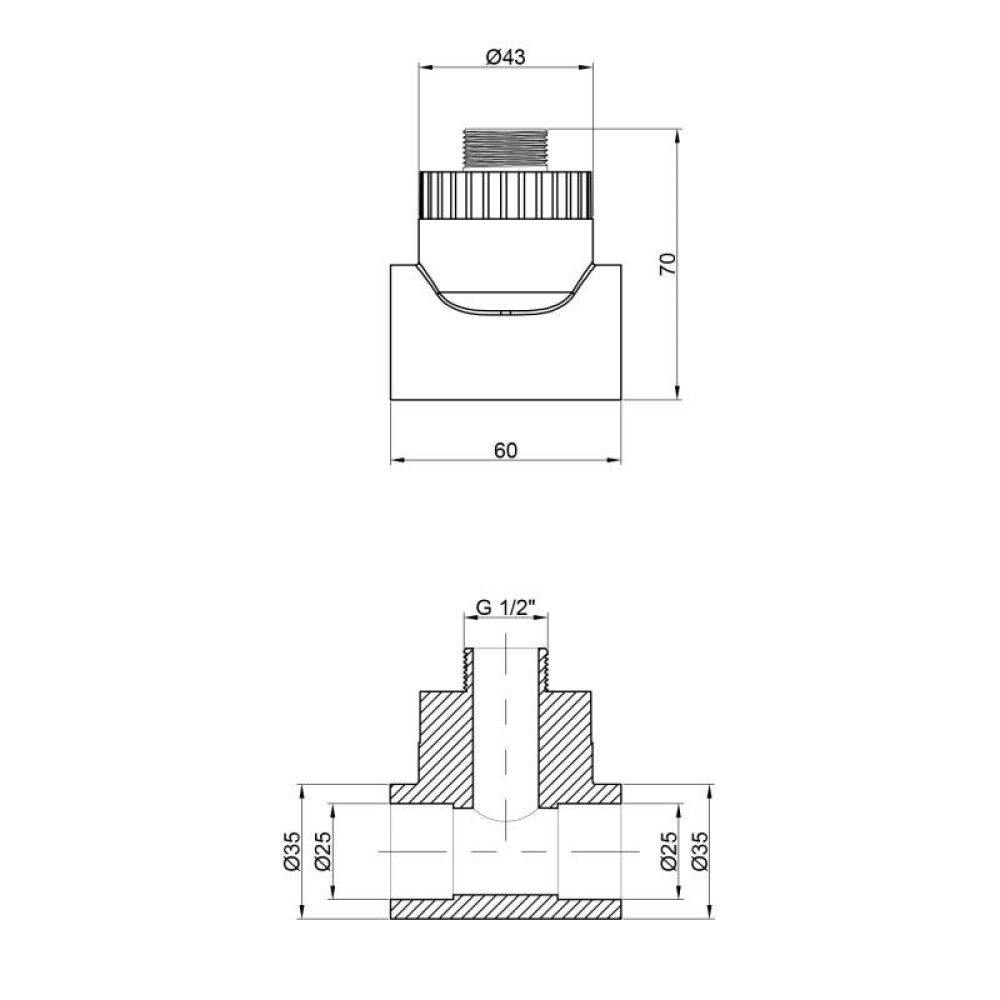Трійник PPR Thermo Alliance 25х1/2"х25 ЗНР DSC302