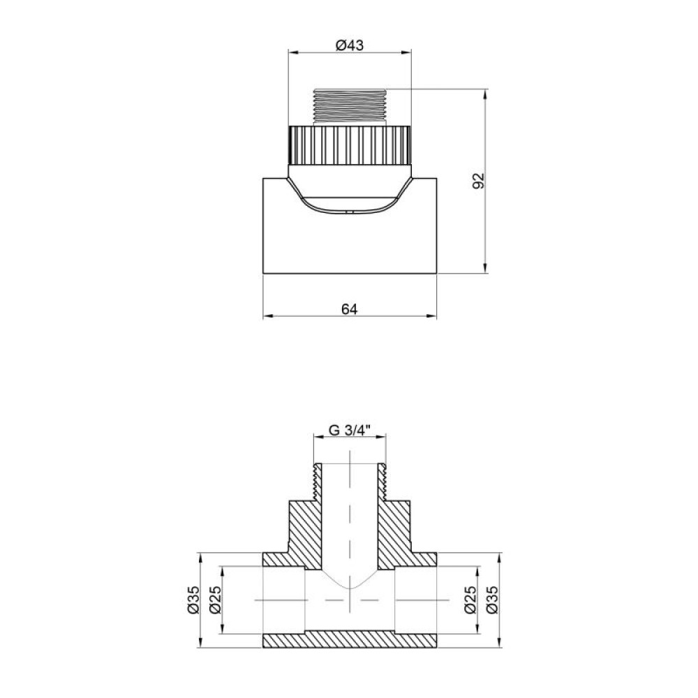 Трійник PPR Thermo Alliance 25х3/4"х25 ЗР DSC3035